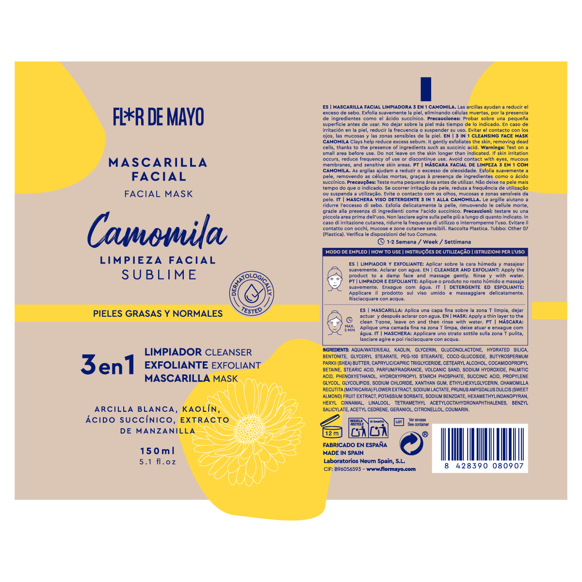 Mascarilla Facial 3 en 1 Camomila - Imagen 5